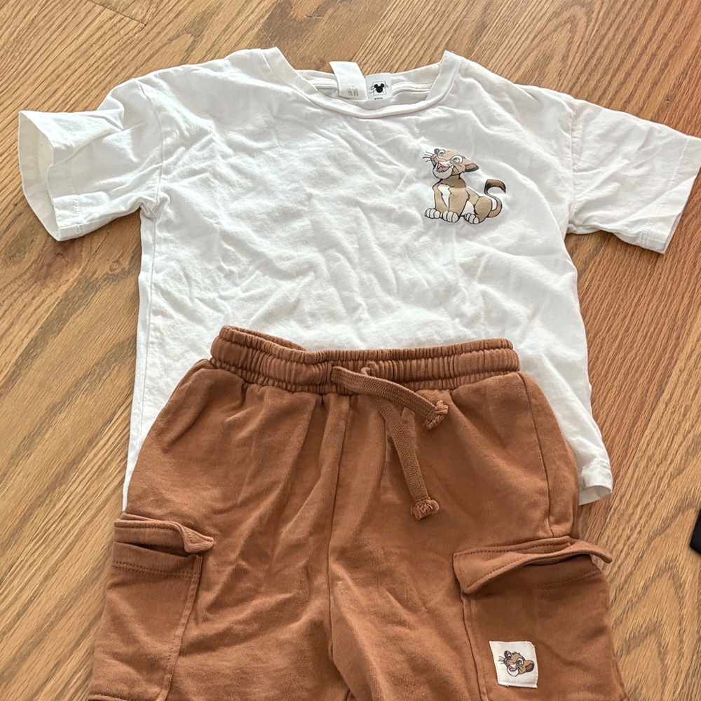 White T-Shirt and Brown Shorts Set